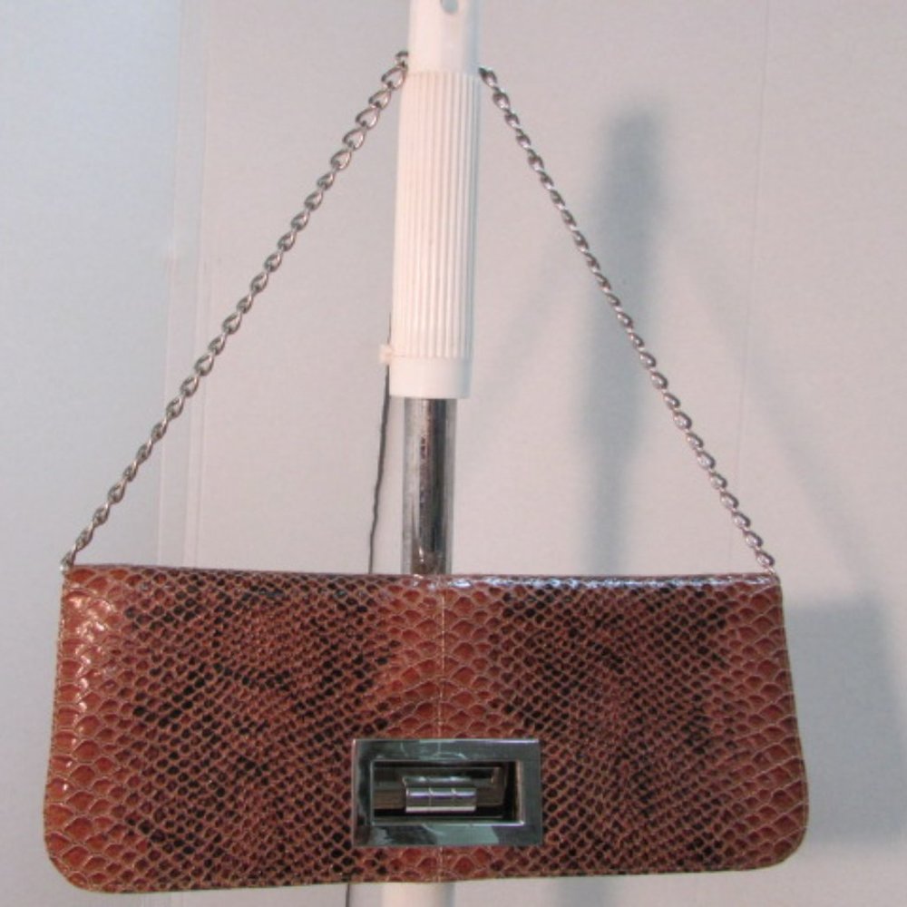 Lulu Townsend Brown Snakeskin Clutch